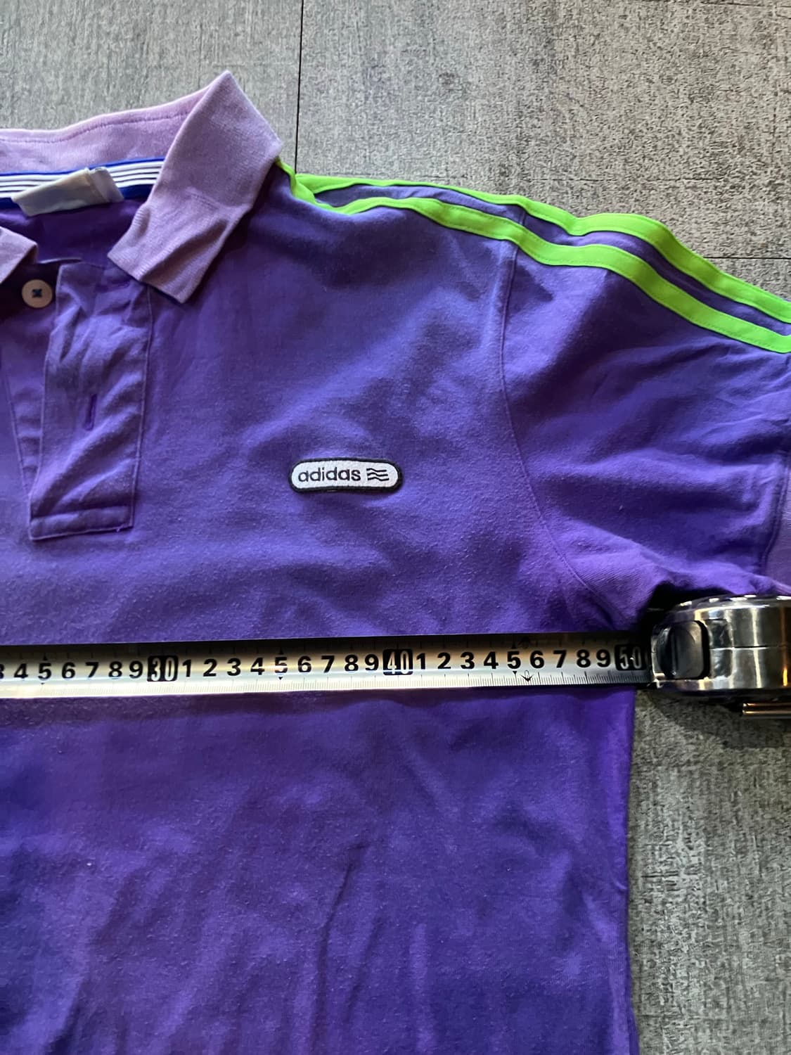 Adidas 아디다스 핀터깔y2k 사이드라인 삼선 반팔카라티셔츠 퍼플 상품이미지2