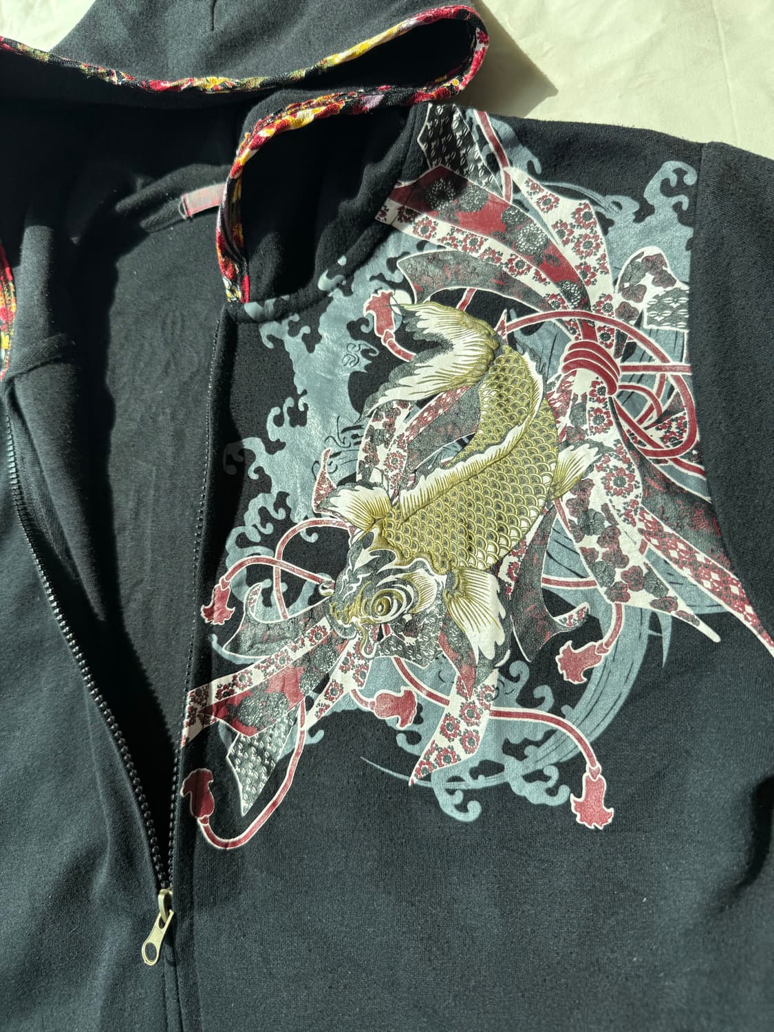 블랙 자수 하프 집업 상품이미지4