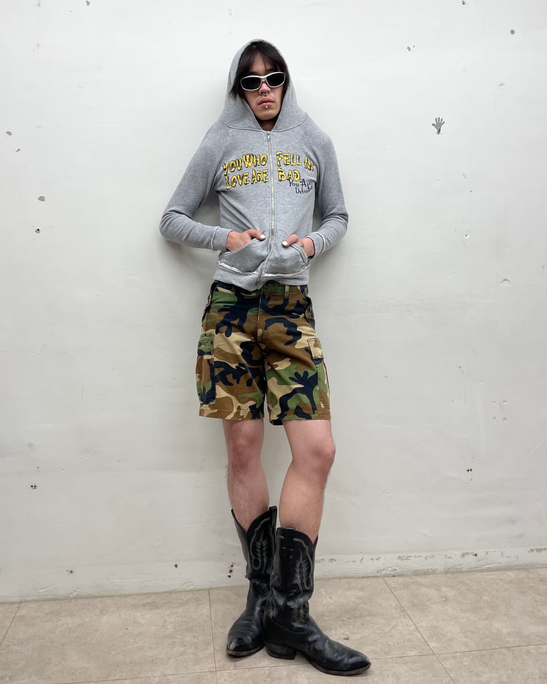 ellow lettering skull gray hooded zip-up 상품이미지7