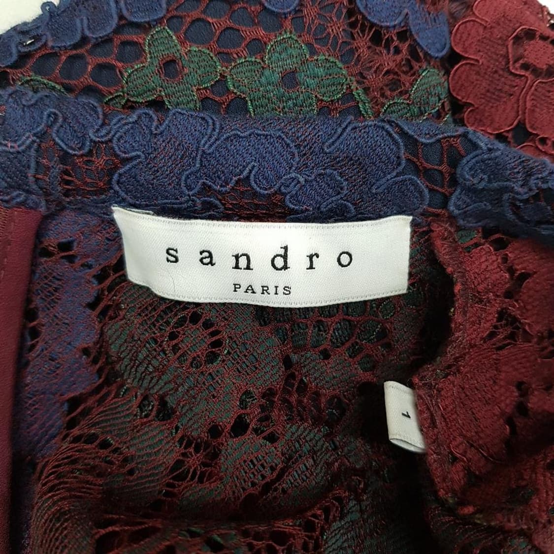 산드로 sandro  배색 플로럴 레이스 미니 원피스 1사이즈 상품이미지8