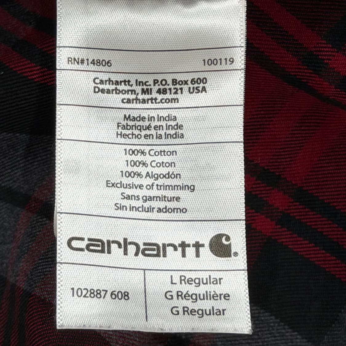 칼하트 플란넬 체크 셔츠 남방 레드 L 상품이미지5