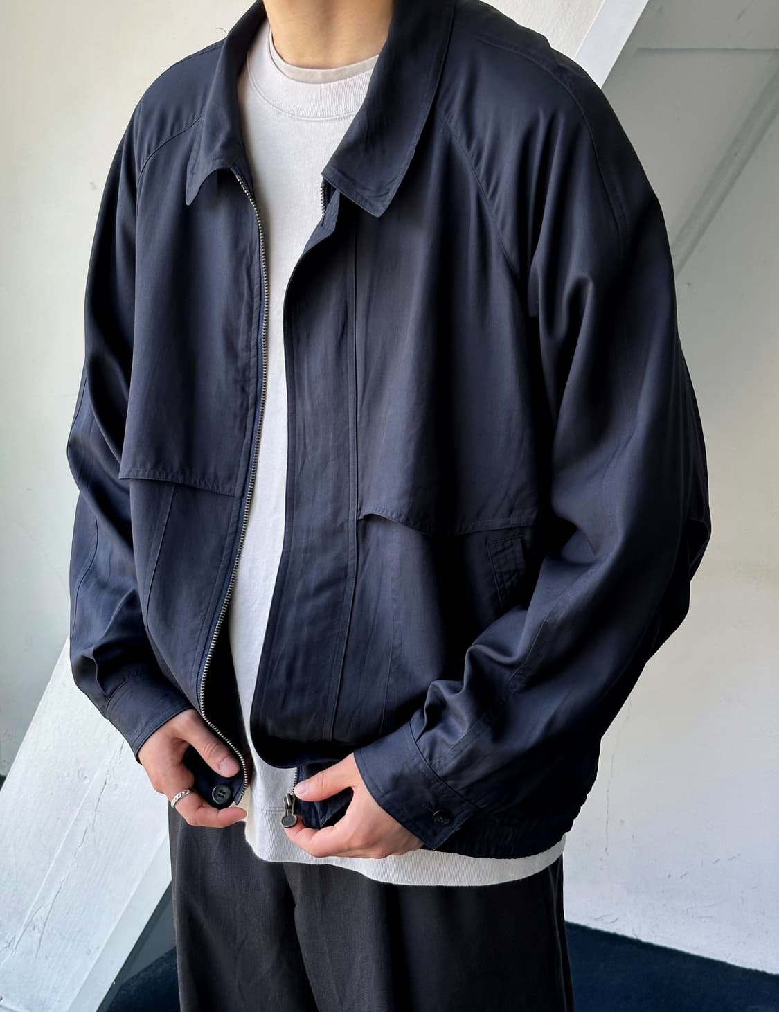 'Silk 100%' loose design wide blouson 상품이미지9