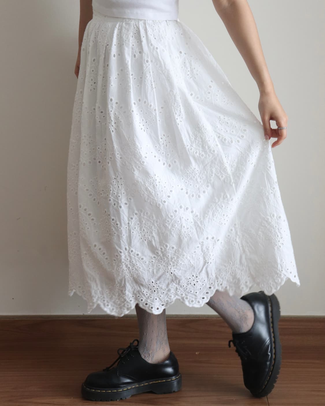 [Beams Heart] White Broderie Lace Skirt 상품이미지8