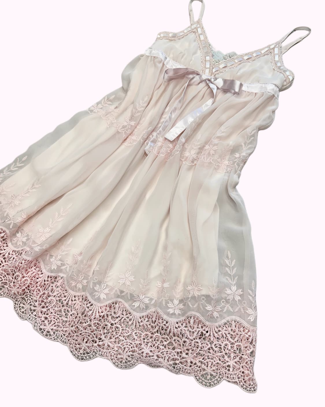 pink lace ribbon slip dress 상품이미지3