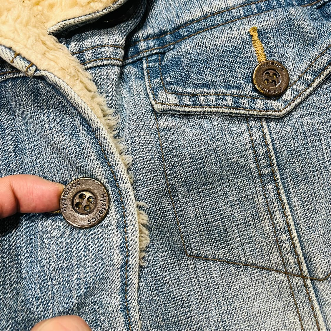 히스테릭 글래머 데님 워시드 슬리브 셰르파 코트 상품이미지9