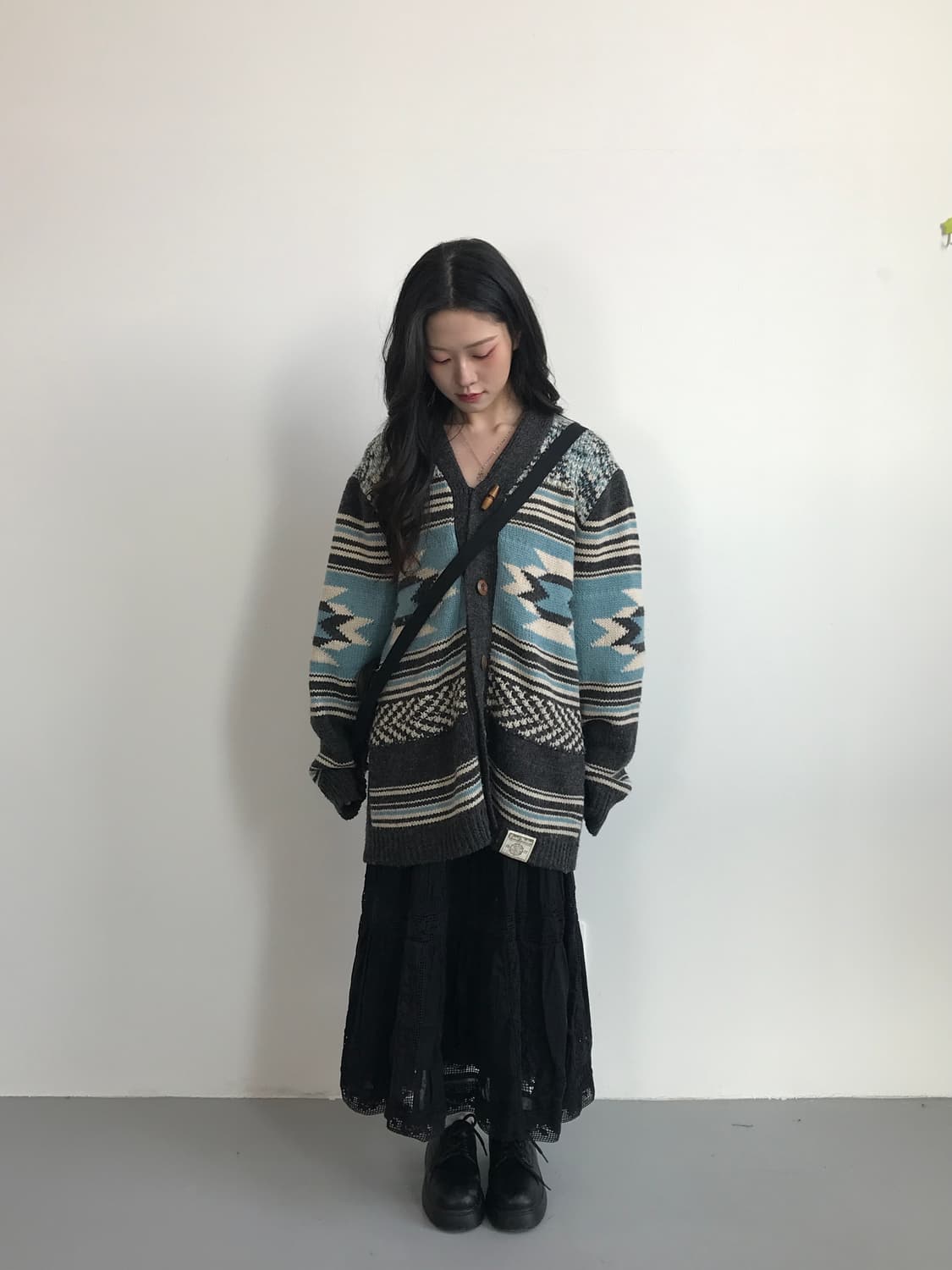 Local Motion Pattern Knit Cardigan 상품이미지2