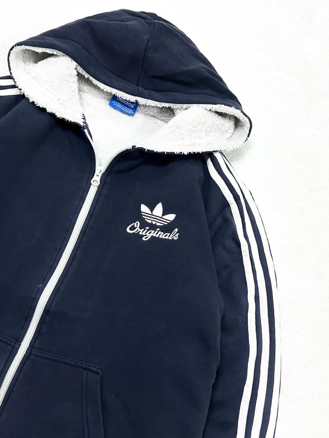 아디다스 양털안감 네이비 삼선 후드집업 상품이미지7