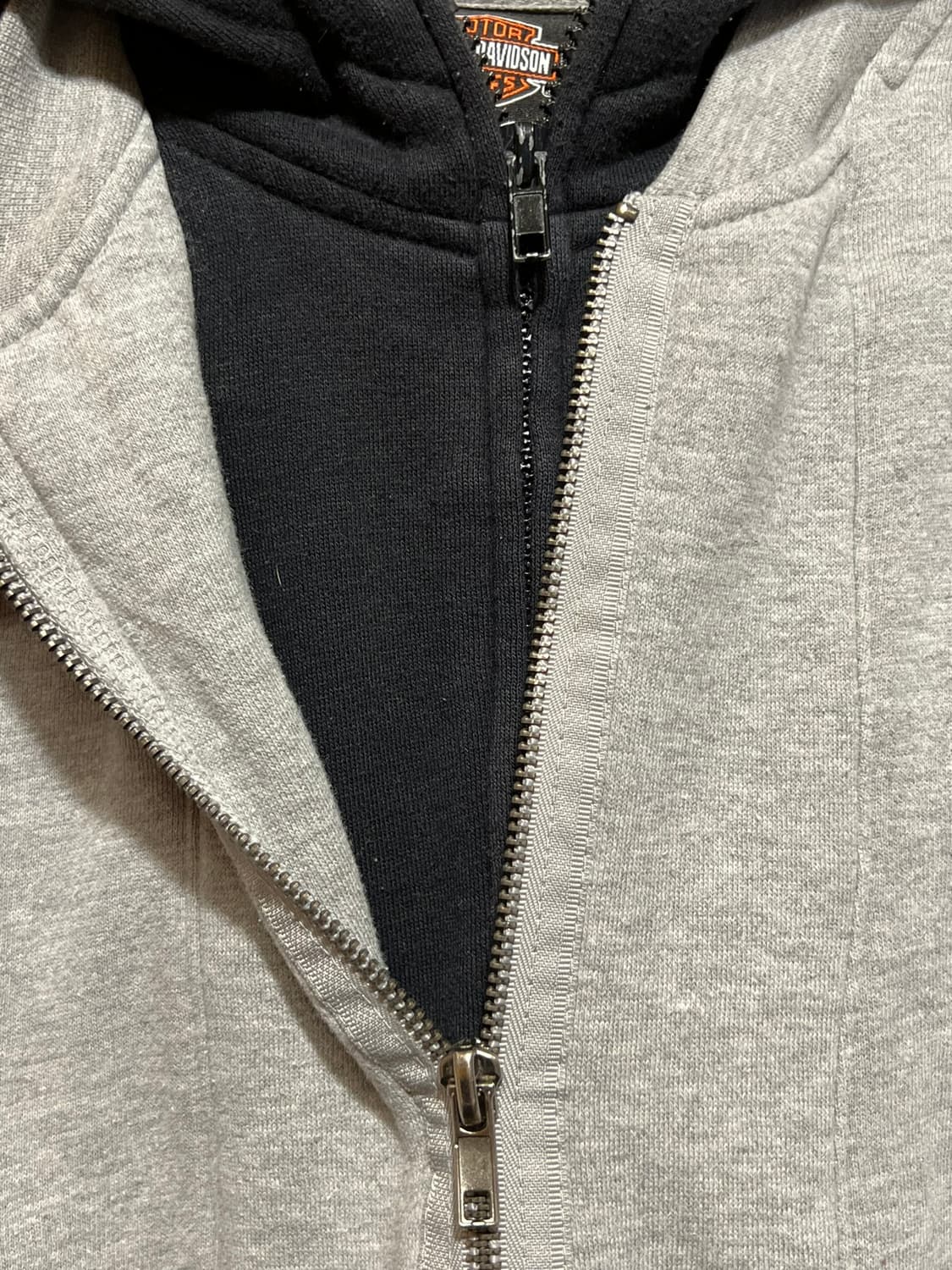 10s [L] 할리데이비슨 후디 레이어드 배색 집업 후드티 상품이미지6