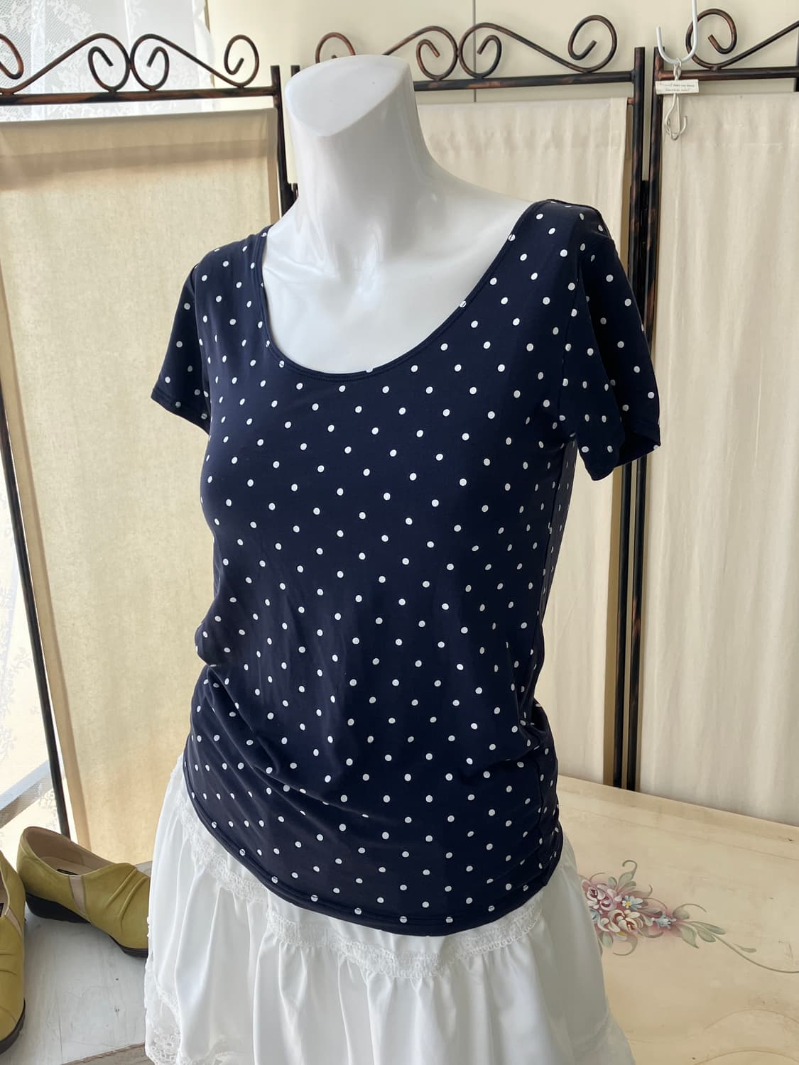  navy dot mori half t-shirt 상품이미지1