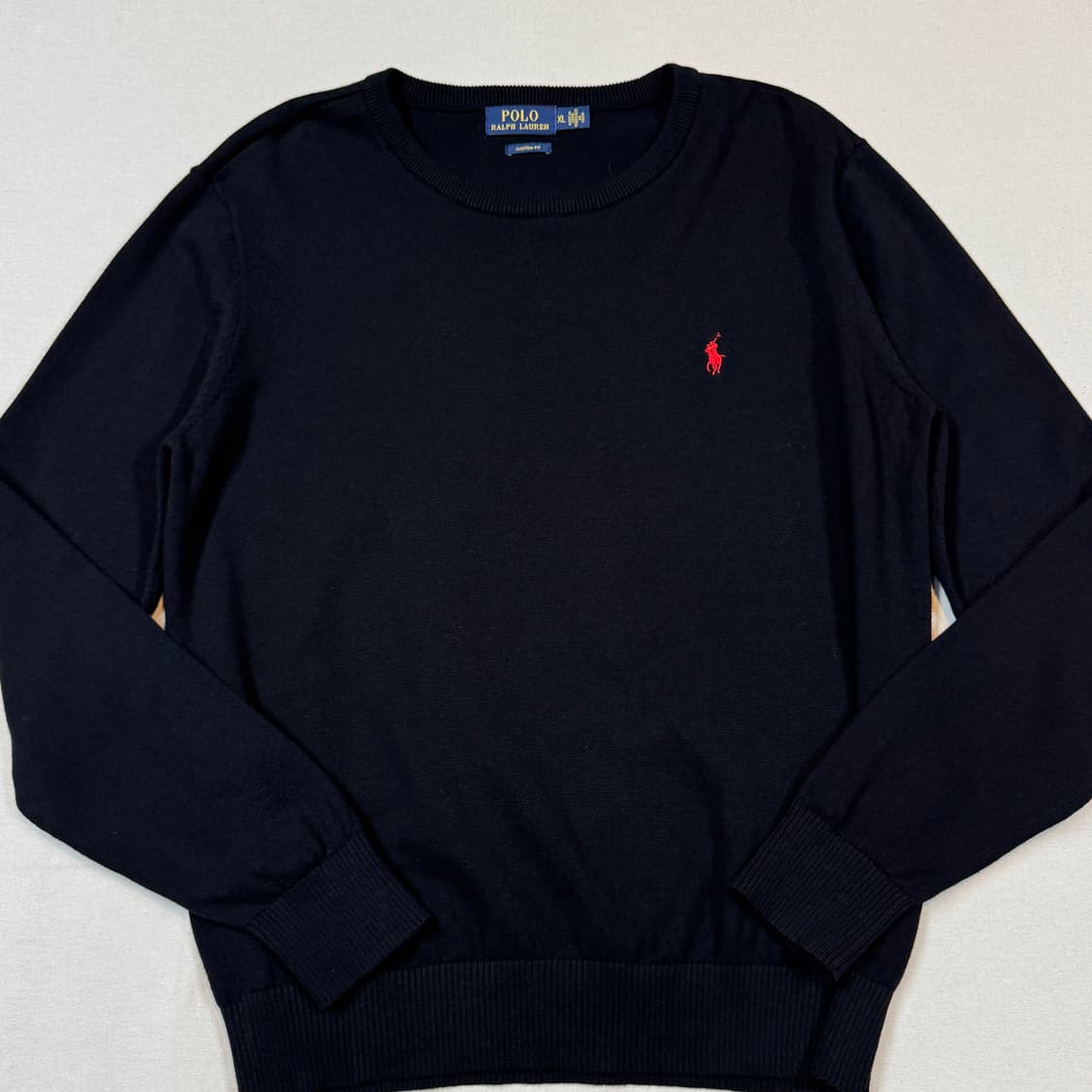 XL) 폴로 랄프로렌 라운드넥 코튼 니트 블랙 상품이미지2