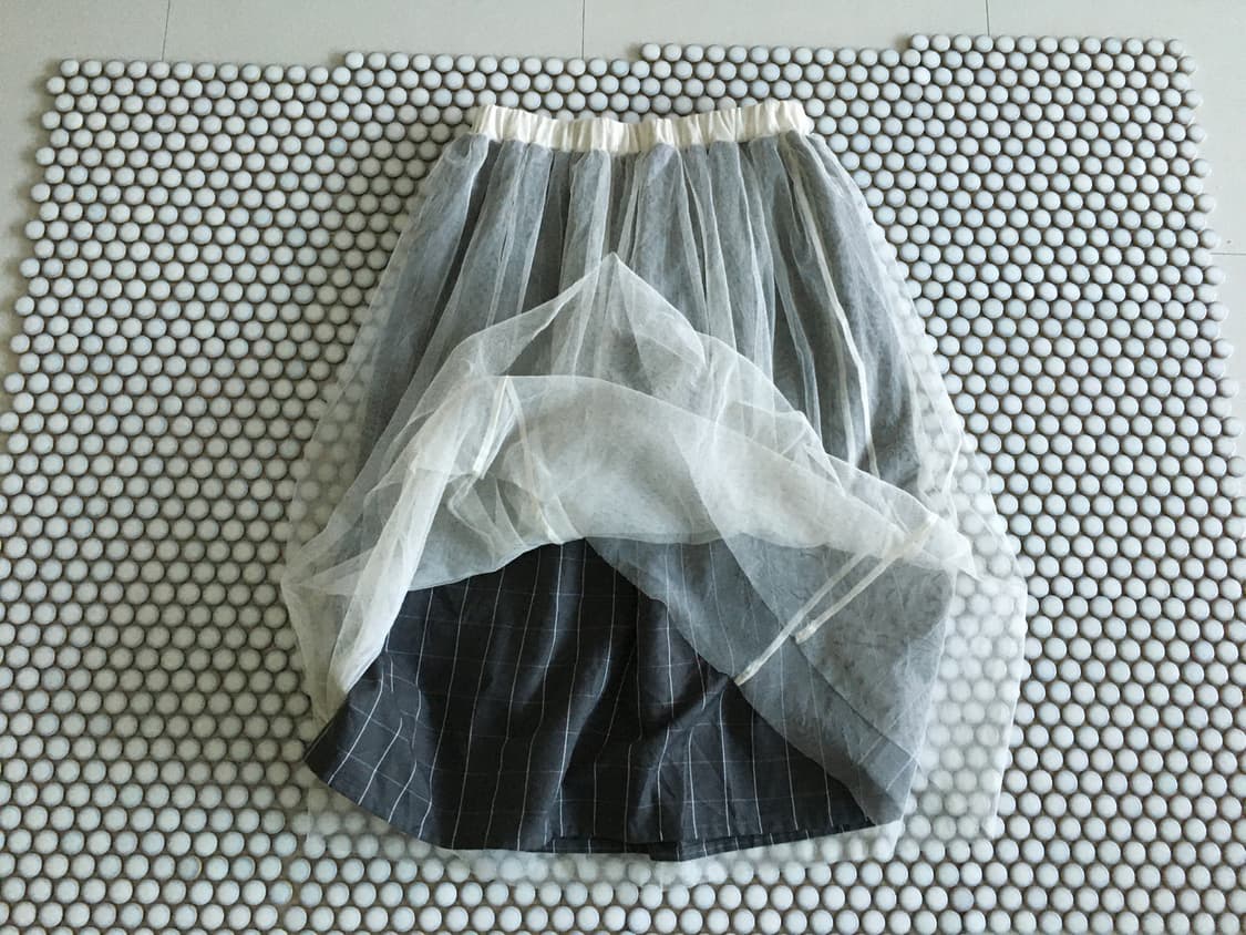 tulle layered check skirt 상품이미지1
