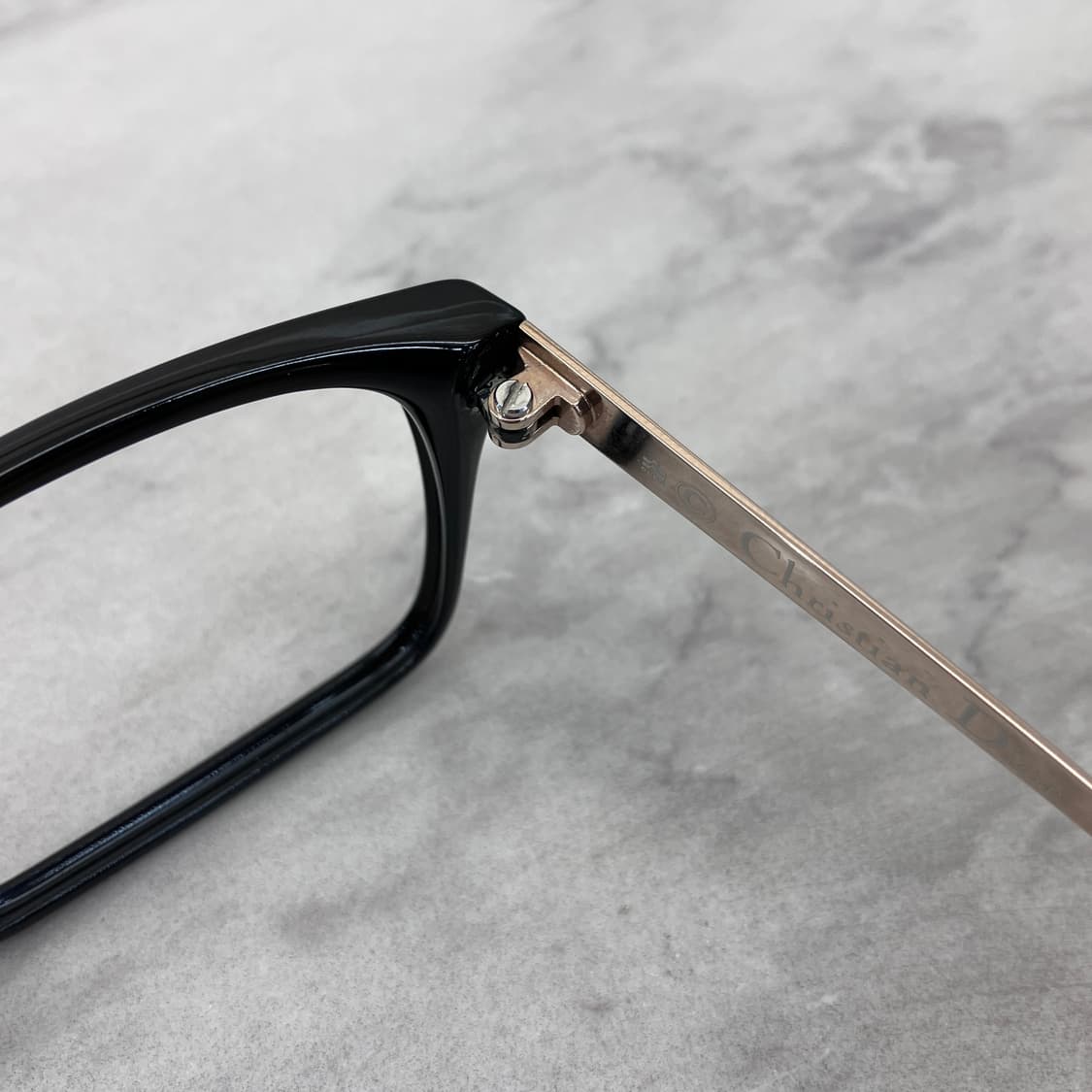 C01 디올 Dior 블랙 골드 콤비 스퀘어 뿔테 안경 상품이미지3