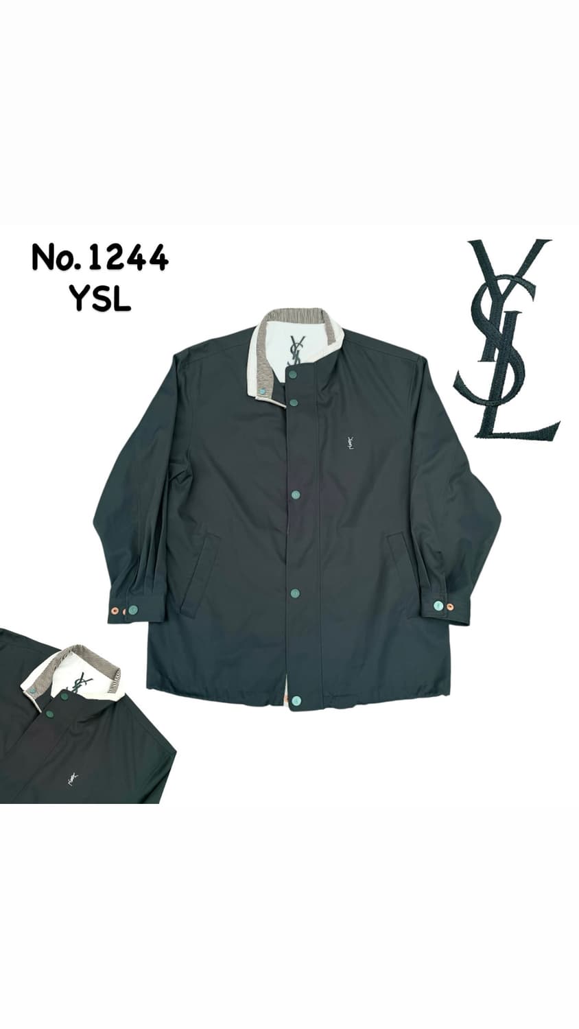 Ysl 입생로랑 딥 그린 카키 바람막이 블루종 트랙자켓 M 상품이미지1