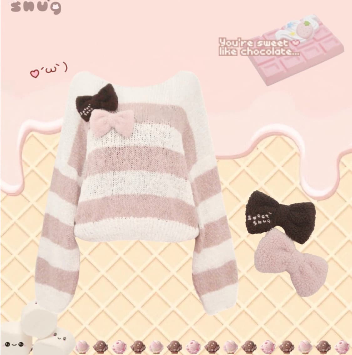 Snug 서냥 스너그 스위트 갸루 니트 핑크 상품이미지1
