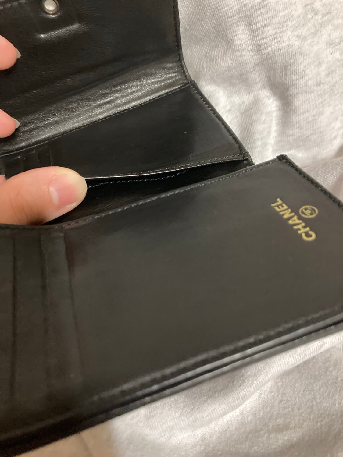 정품 빈티지 샤넬 블랙 반지갑 금장 로고 상품이미지7