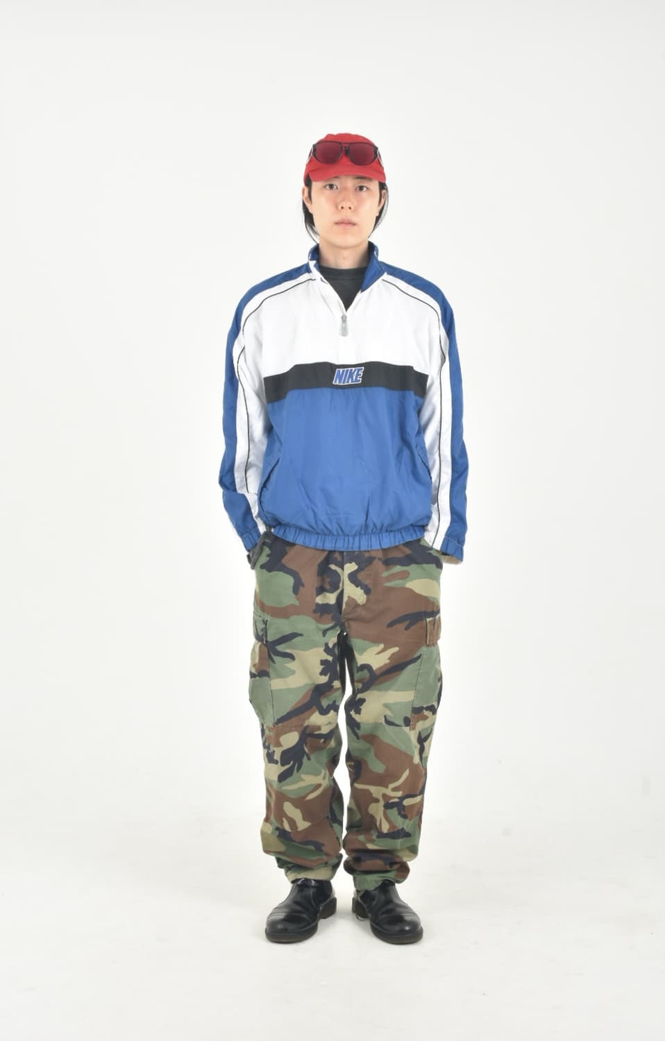 90S 레어 나이키 스우시 바람막이 반집업 아노락 점퍼 L N0468 상품이미지4