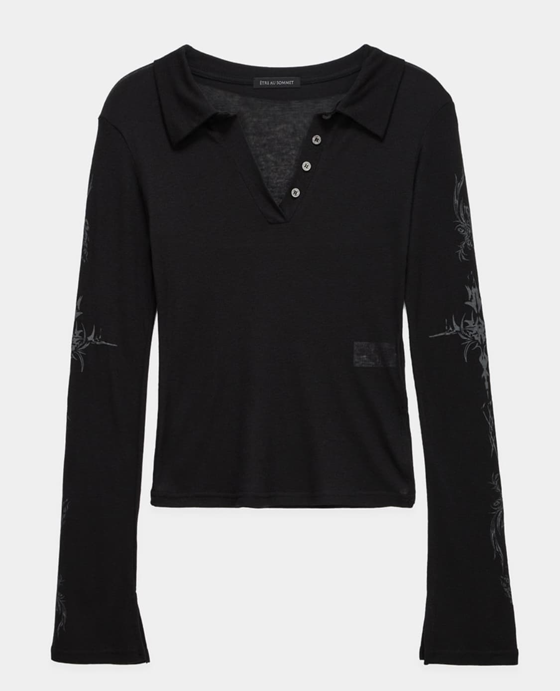 에트오소메 립 카라 타투 롱슬리브 탑 블랙 Free 상품이미지3