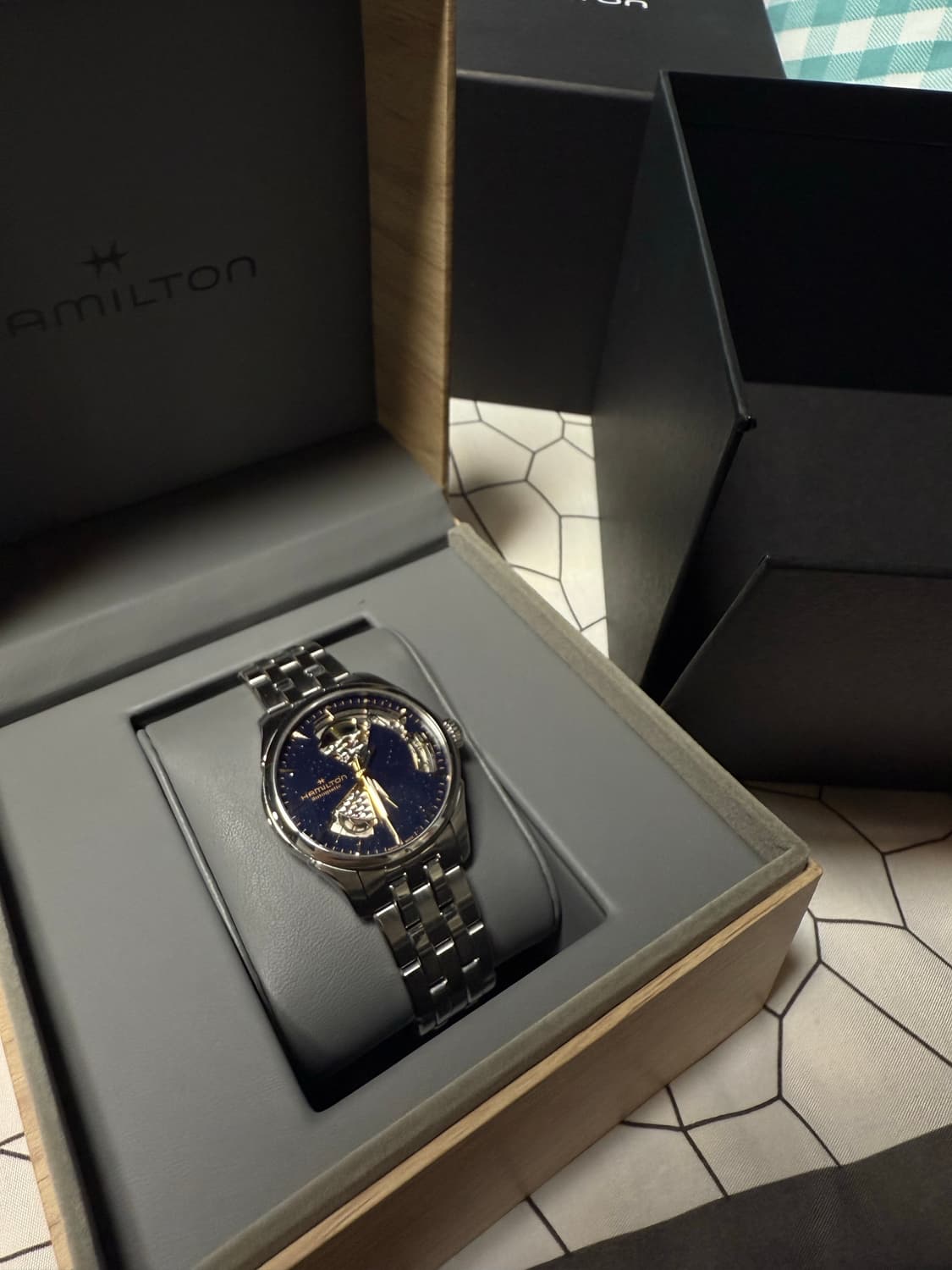 해밀턴 재즈마스터 신상! 36m오픈하트 미드나잇블루 상품이미지1