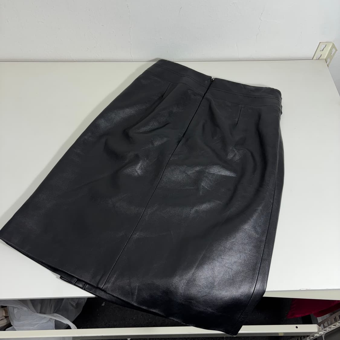 34 에르메스 블랙 벨트 앞트임 A라인 레더 스커트 상품이미지3