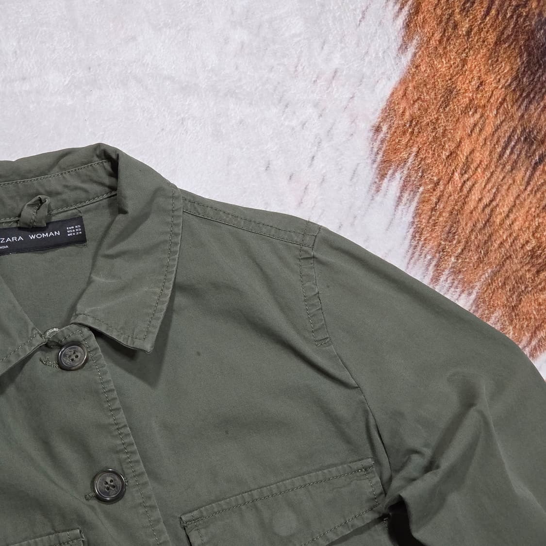 자라 우먼스 자수 큐빅 카키 자켓 상품이미지5