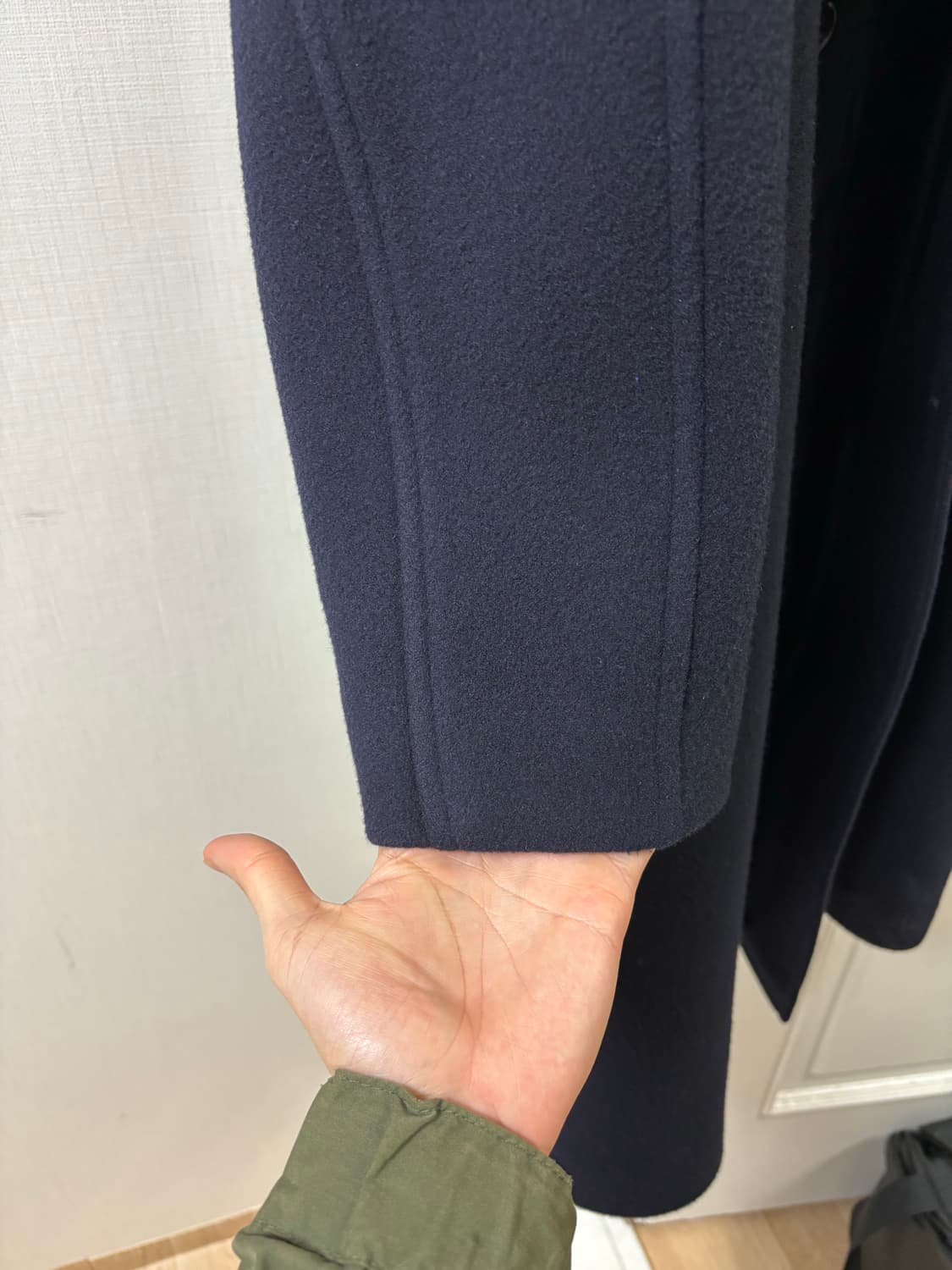 우드비 울 모사 레더 트림 코트 네이비 1사이즈 (95-100) 상품이미지8