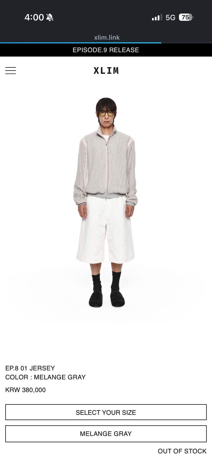 Xlim EP.8 01 JERSEY MELANGE GRAY M size 상품이미지1