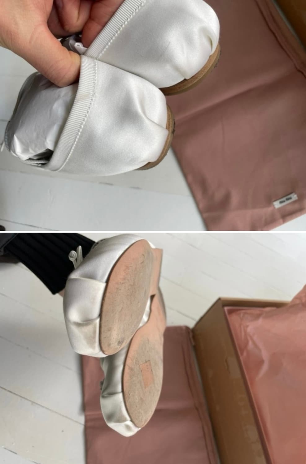 미우미우 발레리나 플랫 새틴 화이트 38 상품이미지3