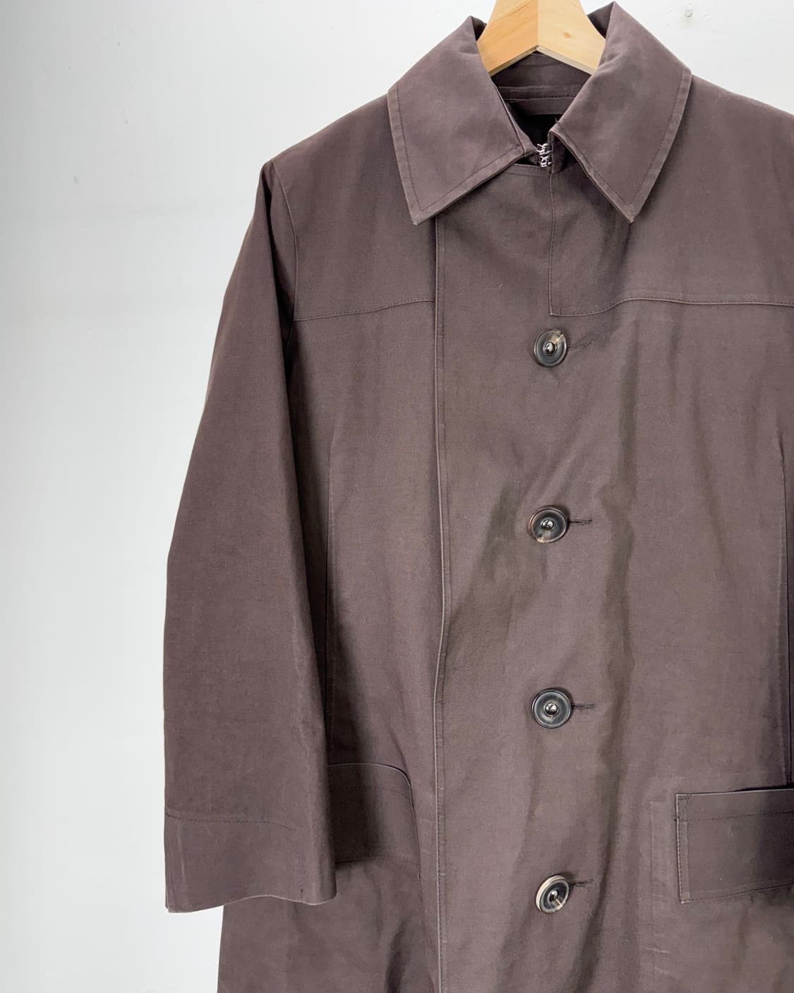 요지야마모토 와이즈 다크 브라운 코튼 트윌 트렌치 코트 상품이미지2