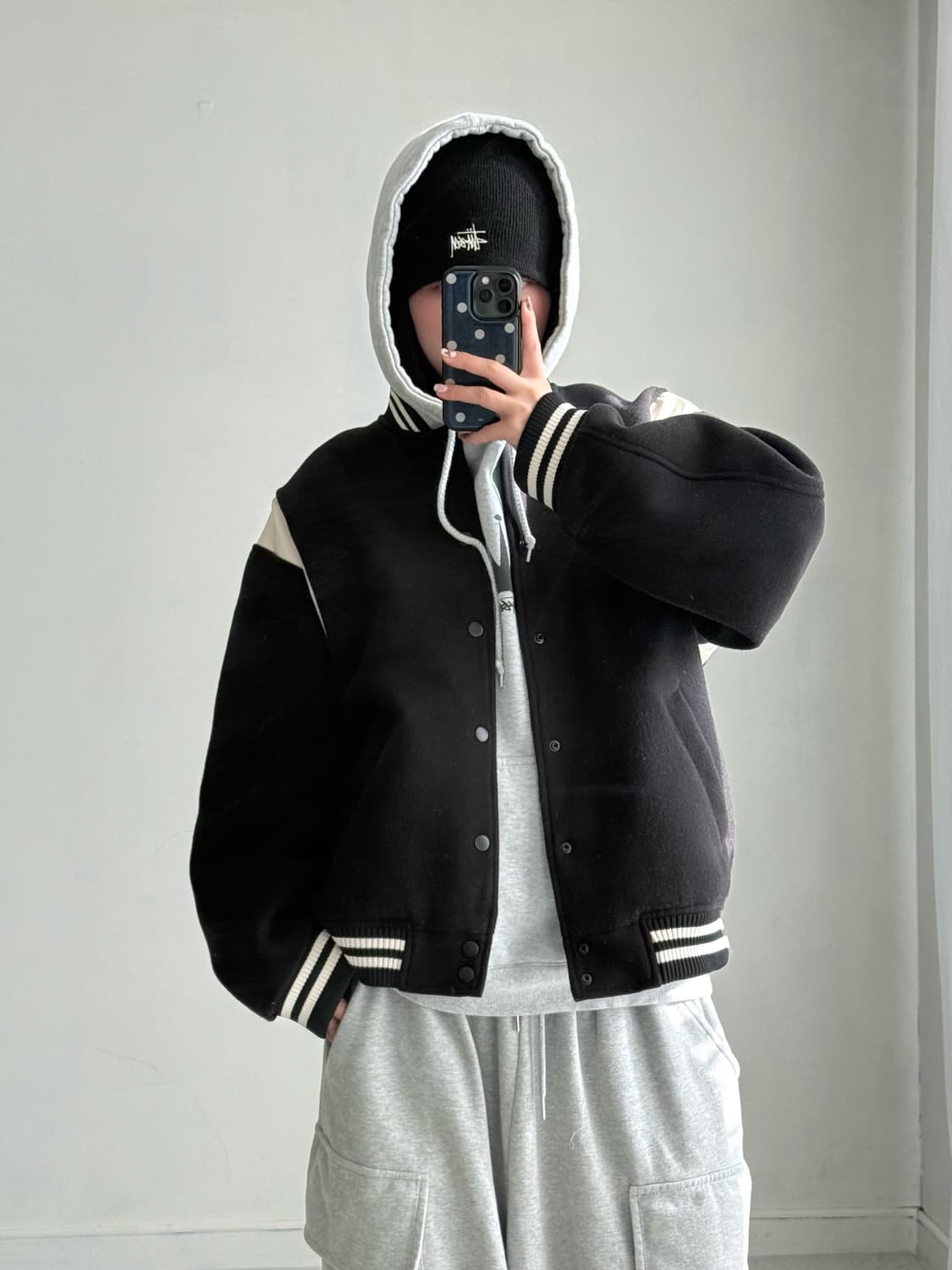 파르티멘토 블랙 바시티 자켓 상품이미지1