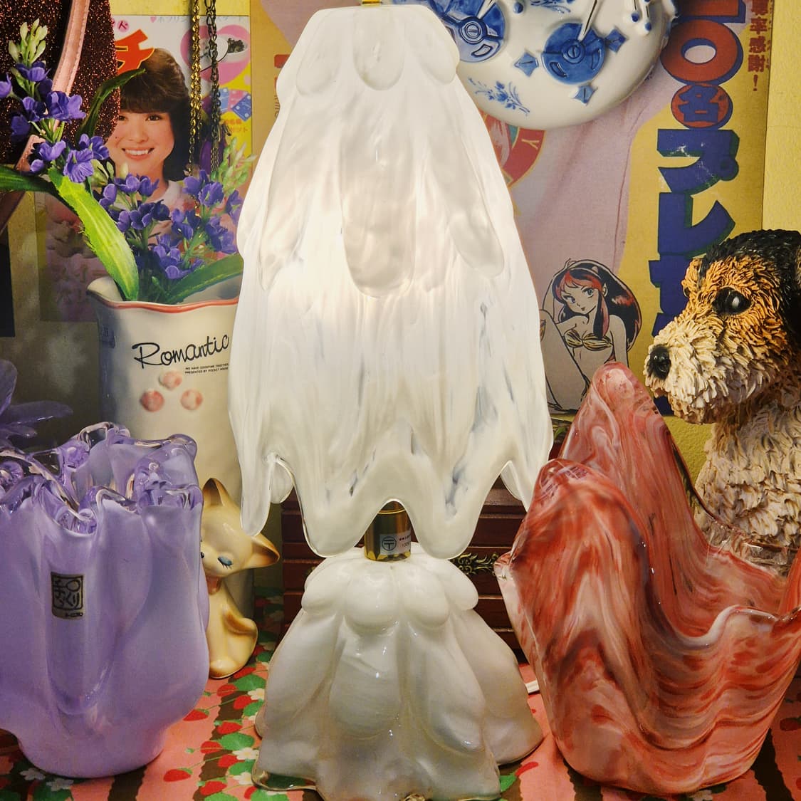 70s 이와타 요리코 화이트 마블 빅 램프 상품이미지1