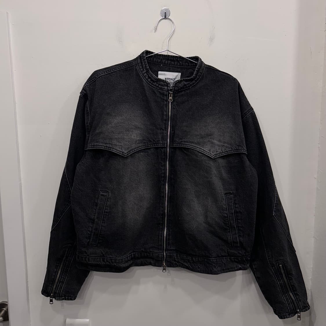 엑스톤즈 스냅 차이나카라 흑청 데님자켓 상품이미지2