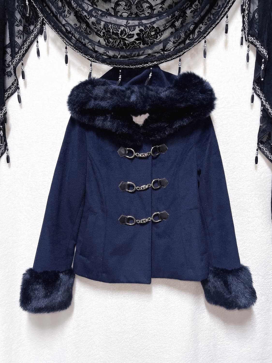 세실맥비 퍼후드 떡볶이코트 큐빅 로맨틱갸루 로걀 오네 핀터 자켓 금장 상품이미지1