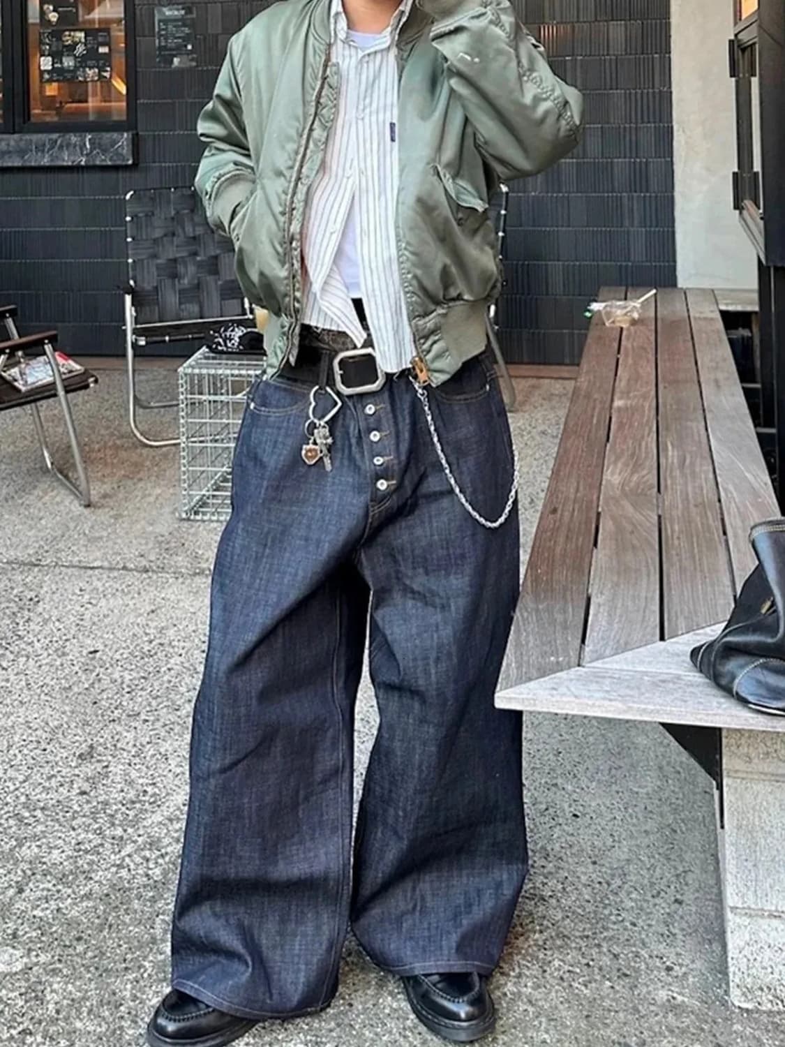 버튼플라이 흑청 데님 상품이미지1