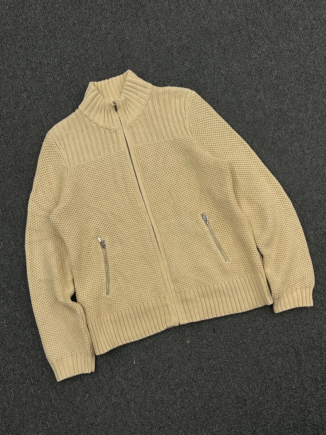 XL)Japanese vintage 유니클로 여성 와플 니트집업 가디건 상품이미지3