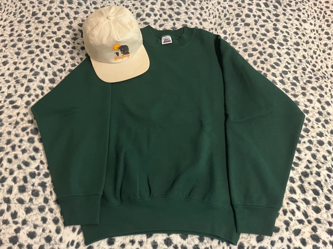 빈티지 USA 90s BVD 50/50 스웻셔츠 M 정글스 캡 모자 프리 상품이미지1