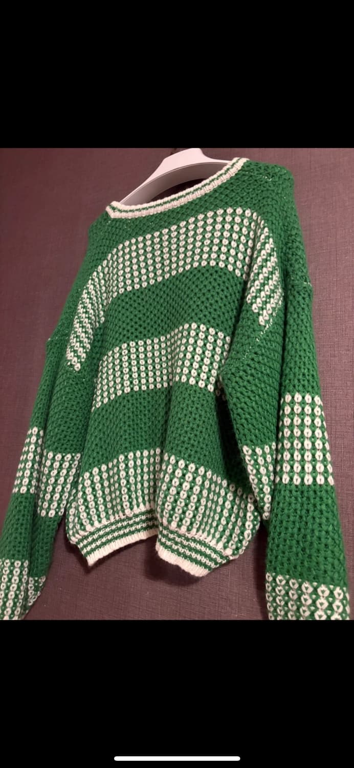 SHEIN 그린 스트라이프 니트 L 상품이미지4