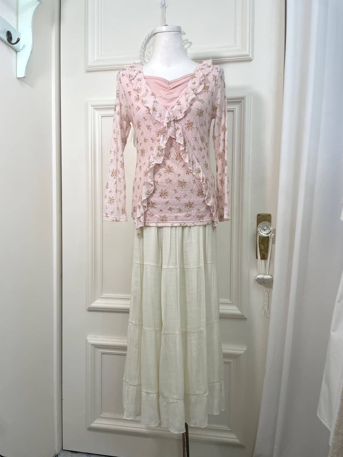 ivory tired spring long banding skirt 상품이미지6
