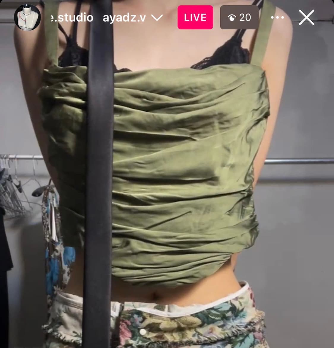 빈티지 올리브 카키 코르셋 탑 상품이미지3