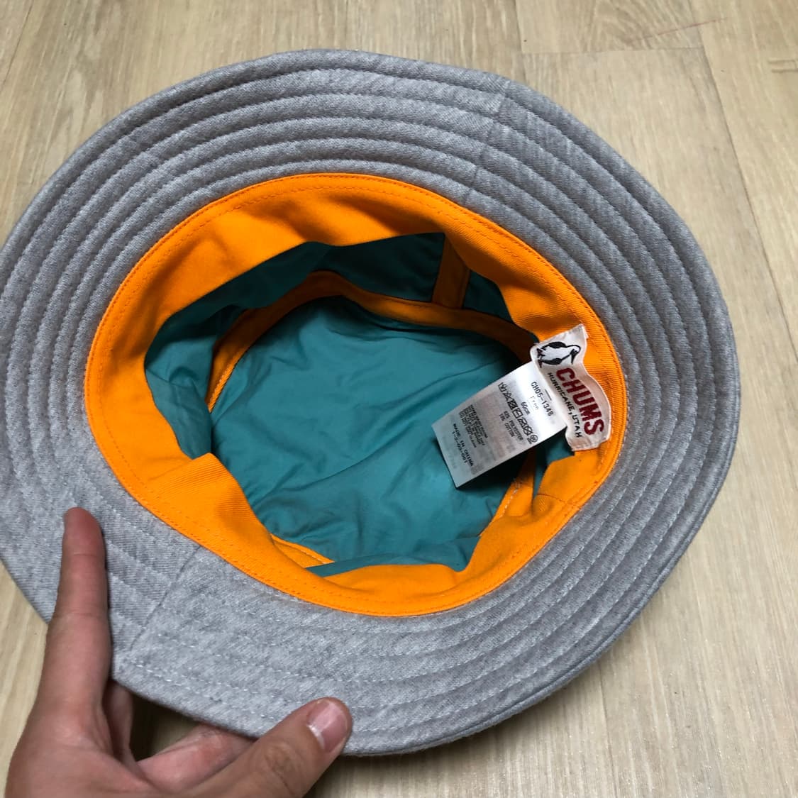 (ONE SIZE) 새상품 첨스 (CHUMS) 레터링 져지 버킷햇 그레이 상품이미지4