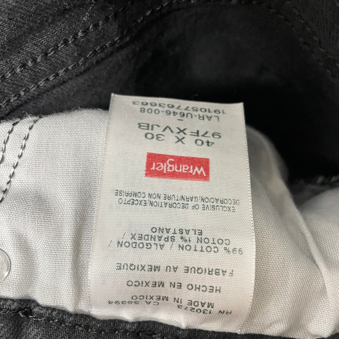 랭글러 블랙 데님 팬츠 40X30 상품이미지6