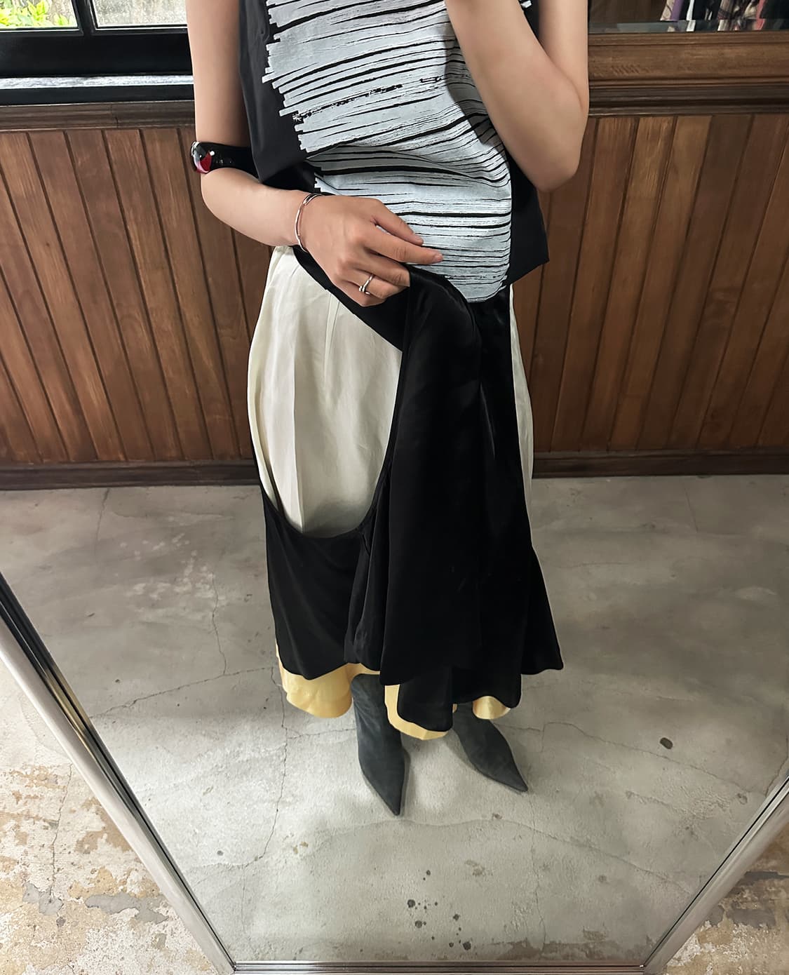 TOGA layered satin flared skirt 상품이미지7