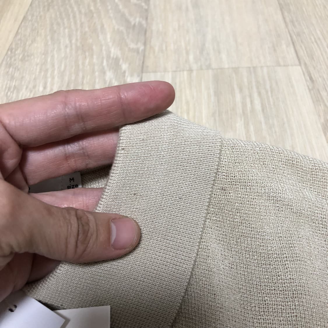 (M) 새상품 키뮤어 KIIMUIR 린넨 라이크 오픈 카라 하프 니트 상품이미지5