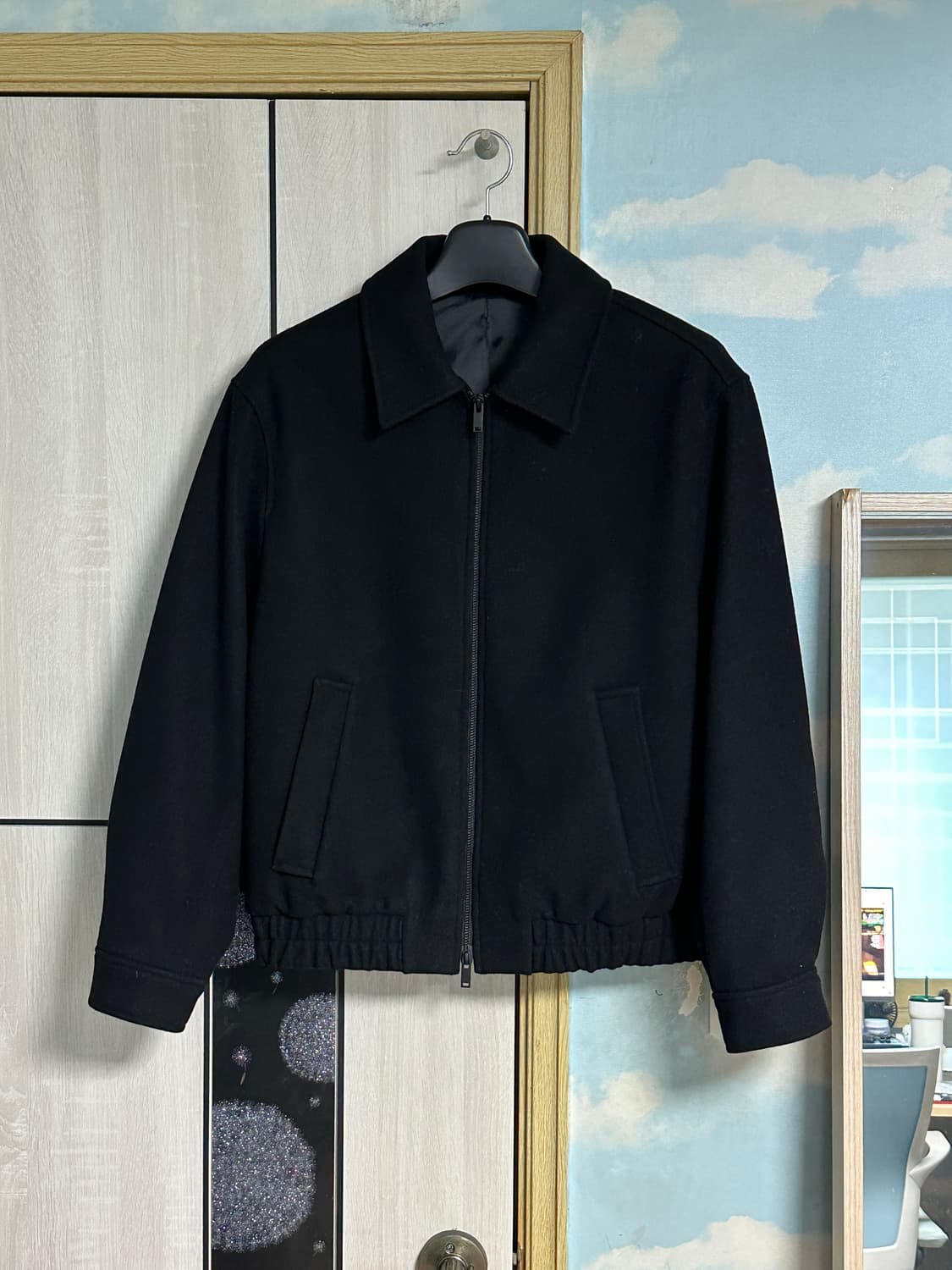 (L) 무탠다드 울 블렌드 미니멀 블루종 재킷 [블랙] 상품이미지2