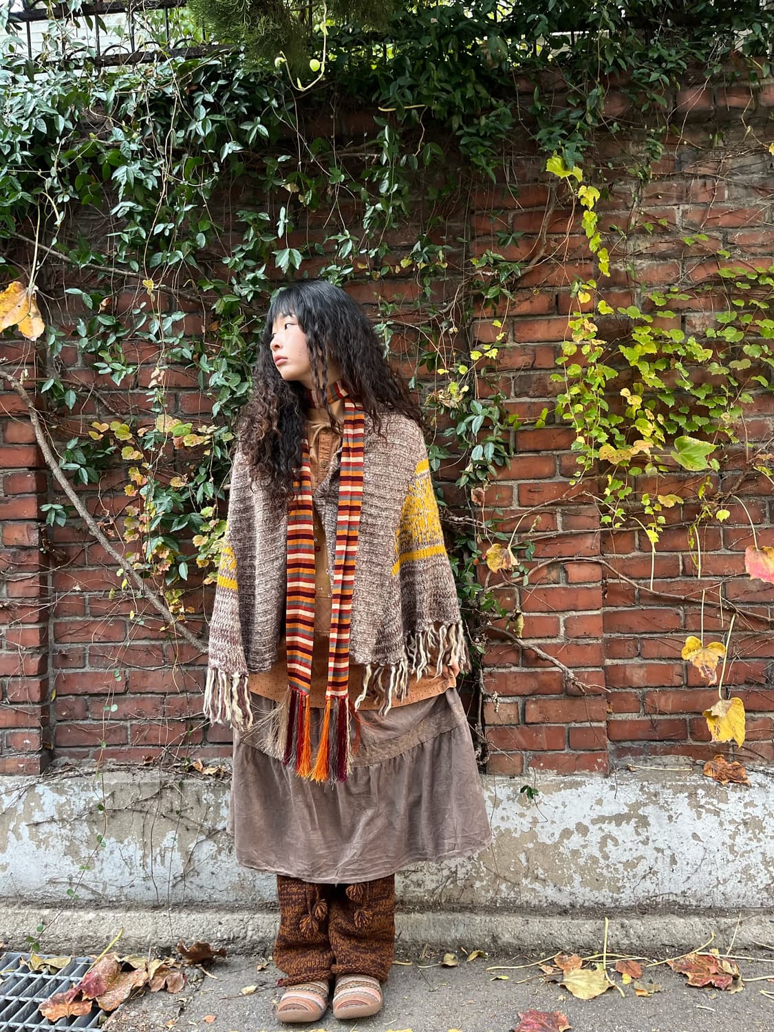 히피무드 니트 케이프 상품이미지1