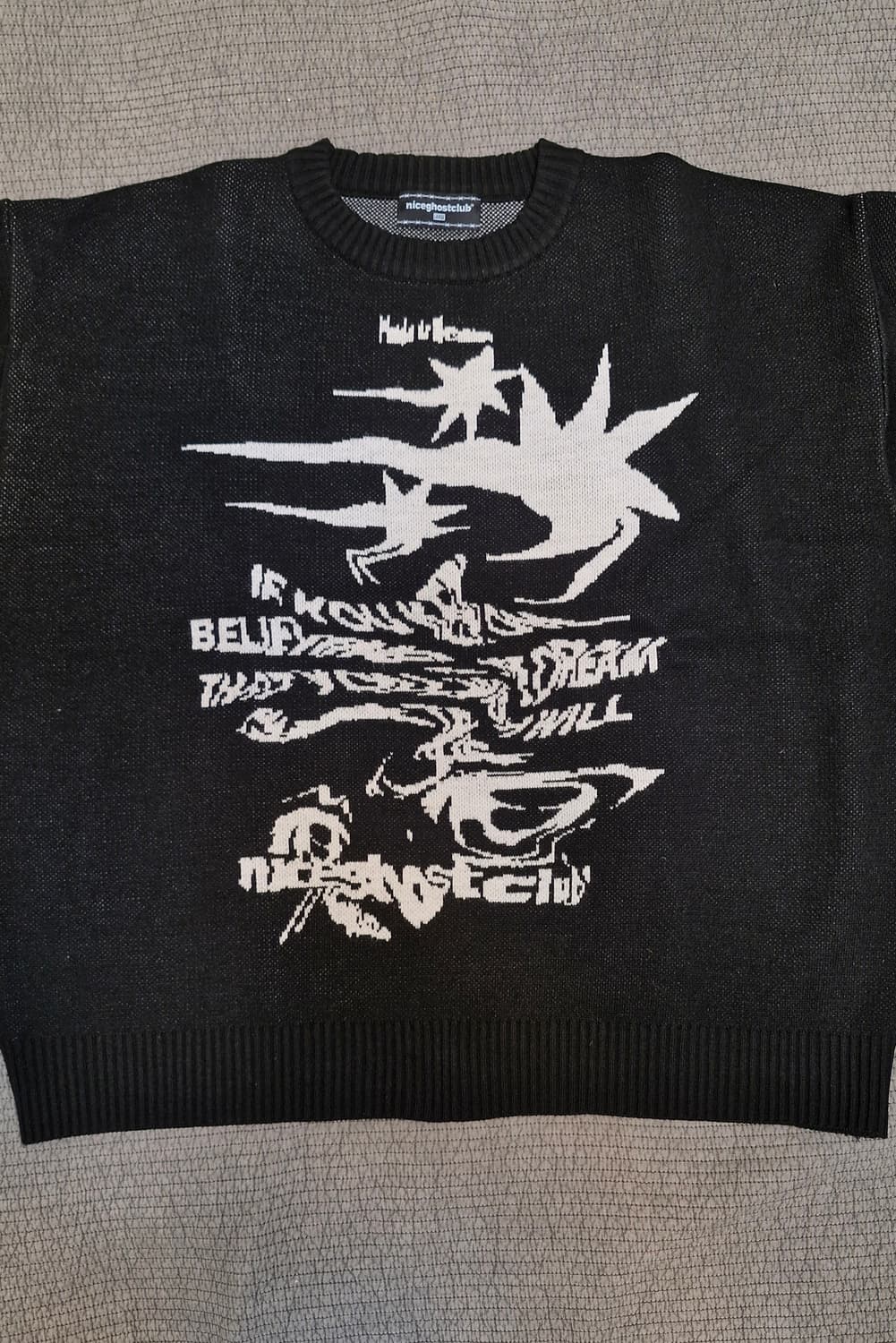 나이스고스트클럽 토네이도 로고 니트 블랙  상품이미지1