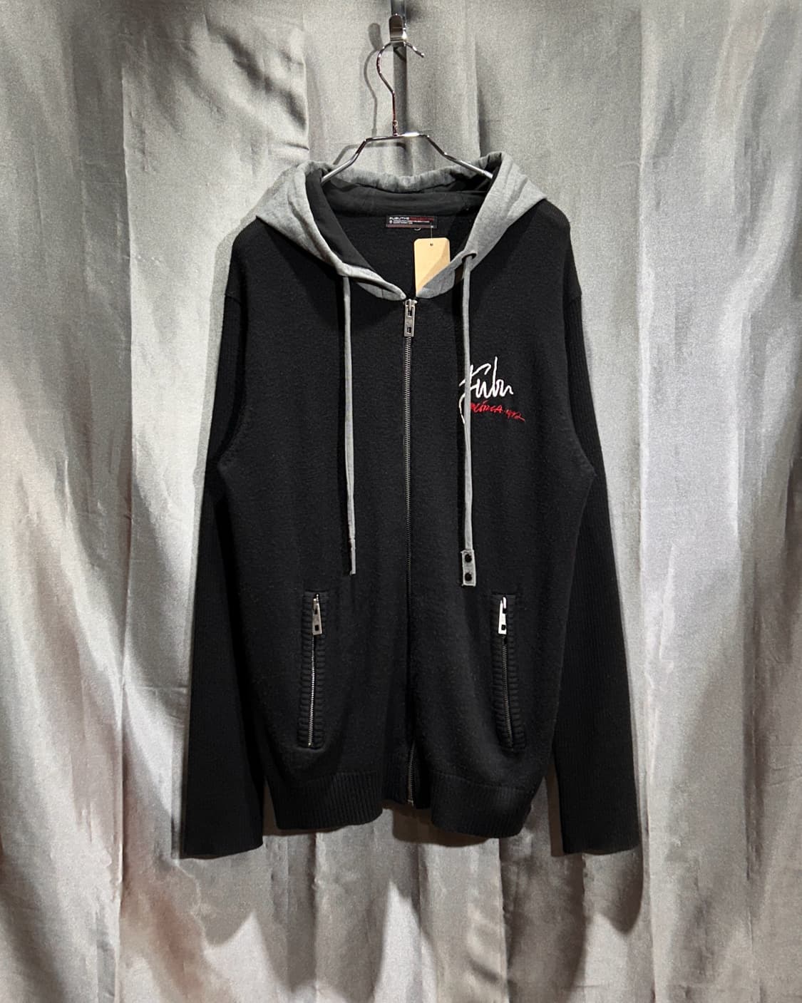 M FUBU 푸부 자수 그래픽 로고 블랙 니트 후드집업 상품이미지3