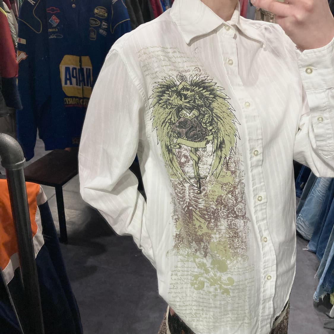 [IM] vtg 린넨 웨스턴 프린팅 셔츠 화이트 상품이미지3