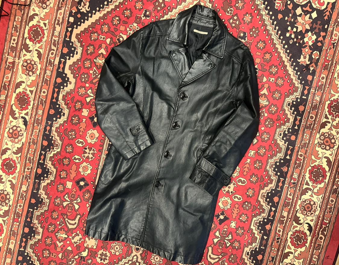 ( M-L ) 가죽코트 가죽카코트 가죽롱자켓 레더자켓 가죽하프자켓 상품이미지1