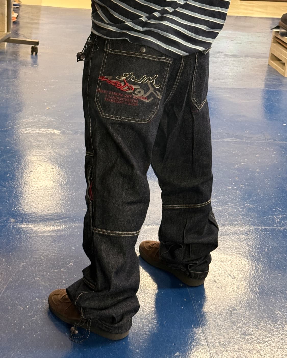 2000s MLB 스티치 더블니 데님 팬츠 상품이미지2