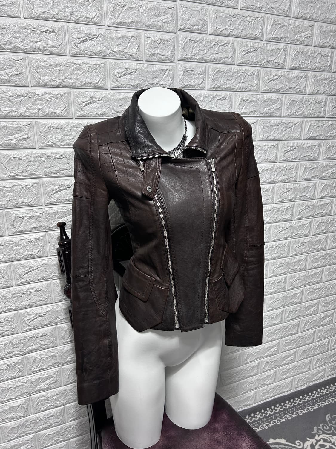 멀티 지퍼 판넬 레더 자켓 상품이미지7